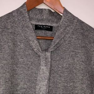 Few Moda Split Neck Tie Sweater In Heathered Gray.